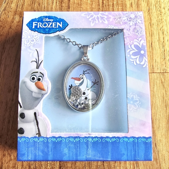 NEW! Disney Frozen Olaf Snowman Shaker Silver Necklace - Picture 3 of 8